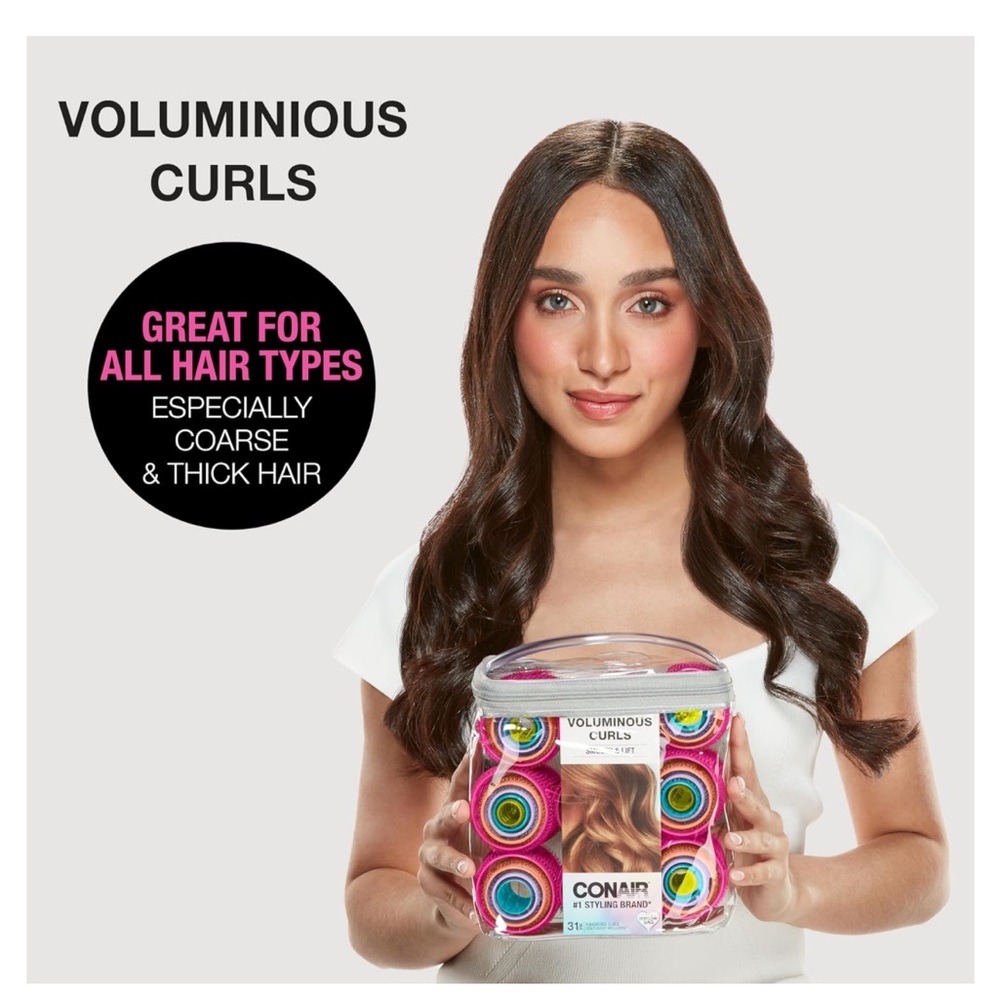 {Conair} Self Grip Hair Rollers, Heatless Curls, Assorted Sizes - 31 Count, NEW